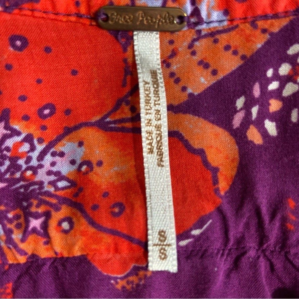 Free People Purple Floral Tuscan Dreams Cottagecore Tunic Blouse 4741 - Picture 7 of 8